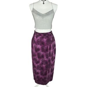 Casual Corner Purple Patterned Midi Skirt